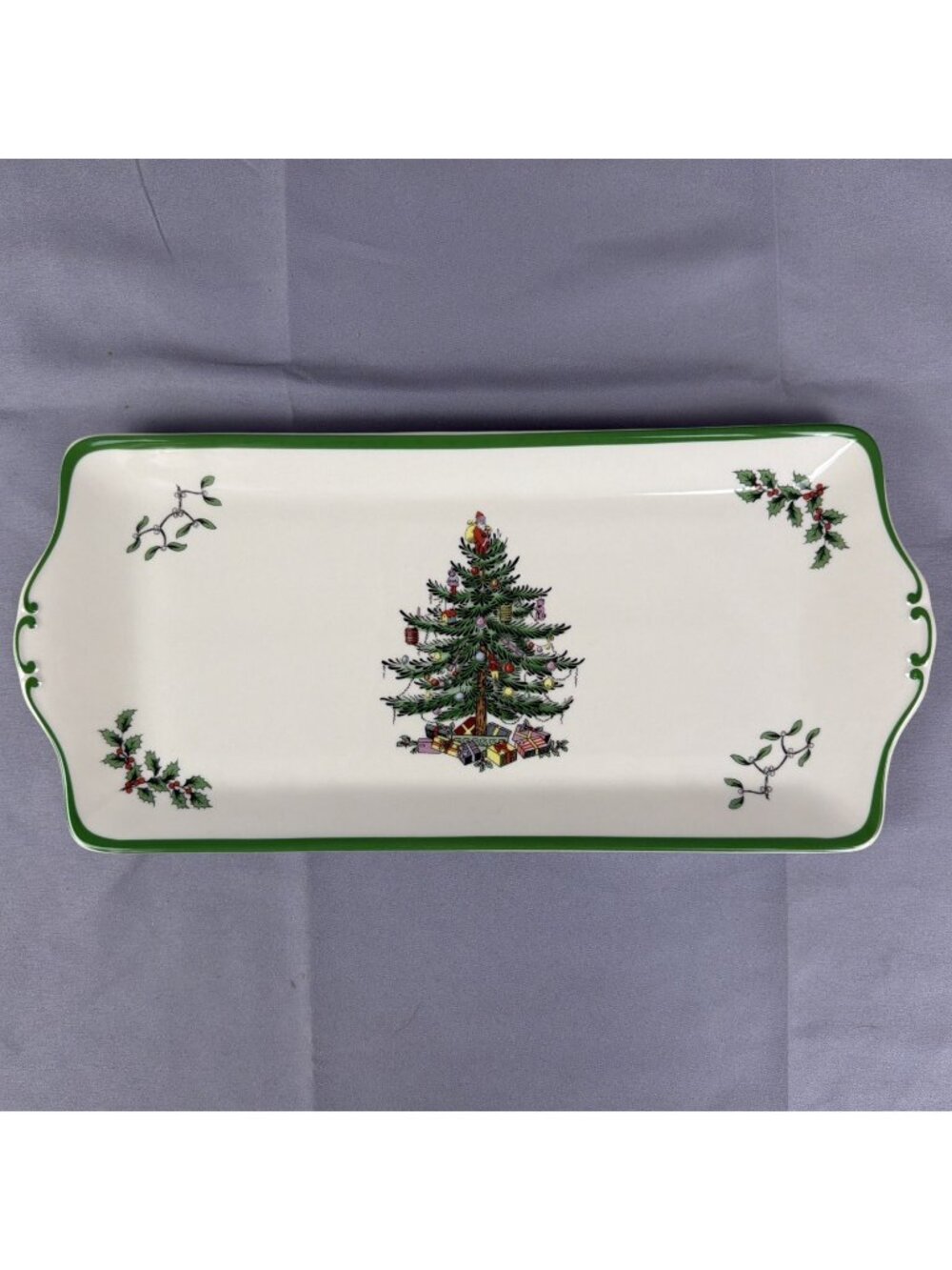 Spode S3324 Christmas Tree 13" Sugar Creamer Underplate Sandwich Tray Porcelain